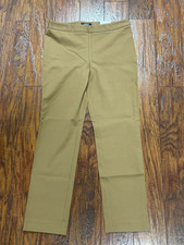 Lands End Mid Rise Slim Leg Side Zip Women's Pants 8 Honey Beige