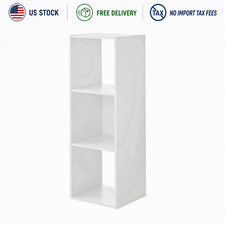 Mainstays 3 Cube Storage Organizer White Bookcase Shelving Display Cabinet