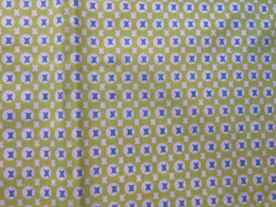 Anika, Monaluna, 100% Algodón Orgánico, Azul, Amarillo-Verde, Panel de Tela, Nuevo Foto 3 de 3