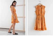 & Other Stories Paris Dress Yellow Floral Ruffle EU 38 US 6 Cottagecore Joyful