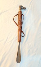 Solid Brass Shoe Horn 22" Long Handle Hound Dog Face Handmade