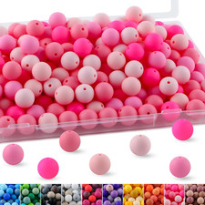 150pcs 15mm Silicone Beads for Keychain Making Mix Color Round Beads for Pens an