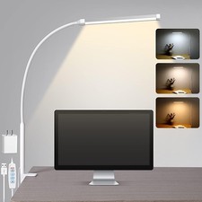 LED Desk Lamp with Clamp, Eye-Caring Clip on Lights S, S1 White and Silver