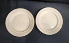 Two Cream-colored Restaurant Ware Plates With Reddish-brown Banding — photo 1