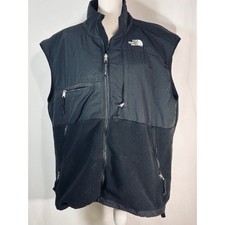The North Face Denali Fleece Vest Mens Black Full Zip Jacket Nylon Overlay