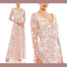 Mac Duggal Floral Applique Gown Fairy Whimsical Formal Elegant Feminine Women 6 