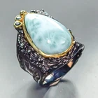 Gemstone ring 19 ct Natural Larimar Ring 925 Sterling Silver Size 8 /R460220