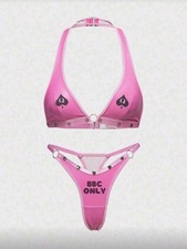 BBC Only Punk Plus Size PU Studded Bralette And Thong Lingerie Set