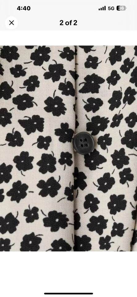 Женская H & M цветочный печать черный и белый MIDI юбка с пуговицами ЕС 34 размер 2 - Изображение 4 из 4