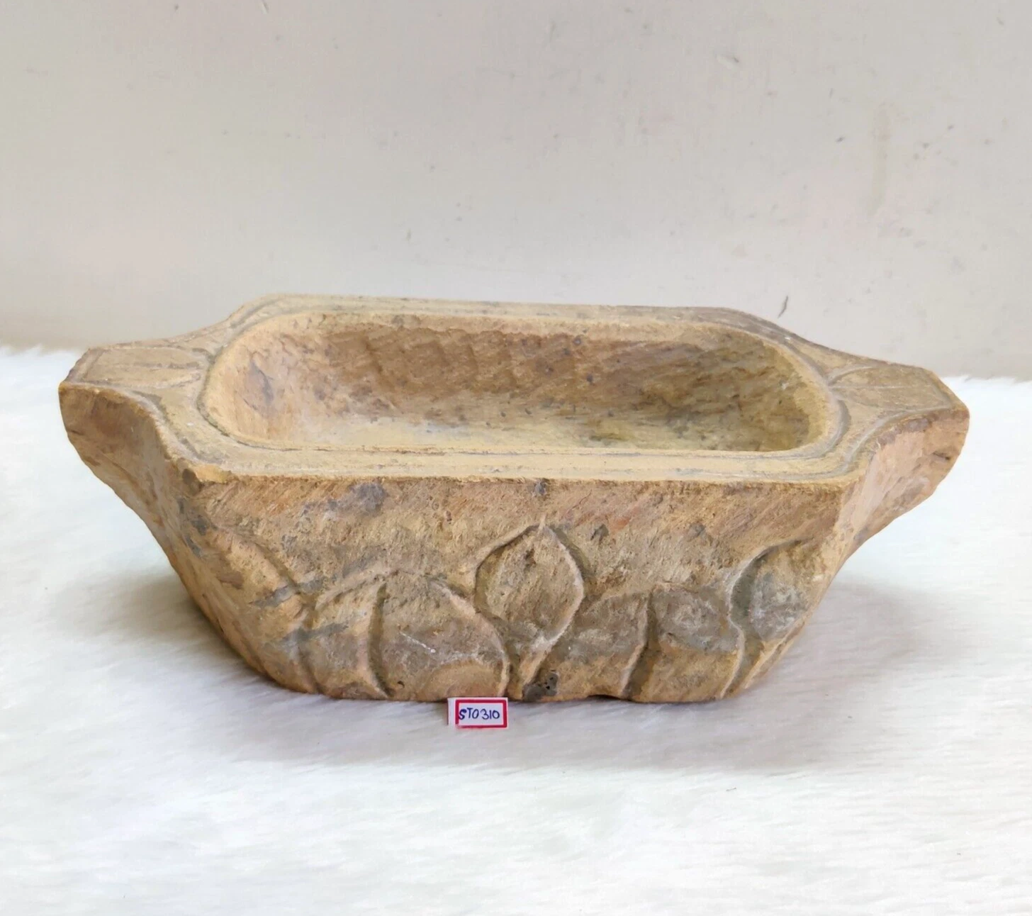 Antique Hand Carved Jaisalmer Yellow Stone Mortar Homeopathic Medicine STO310