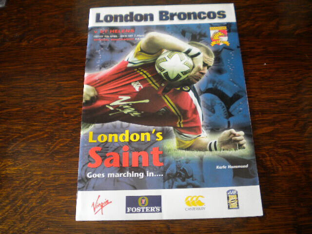 6 x London Broncos Rugby League programmes 1990s & 2000s (home)