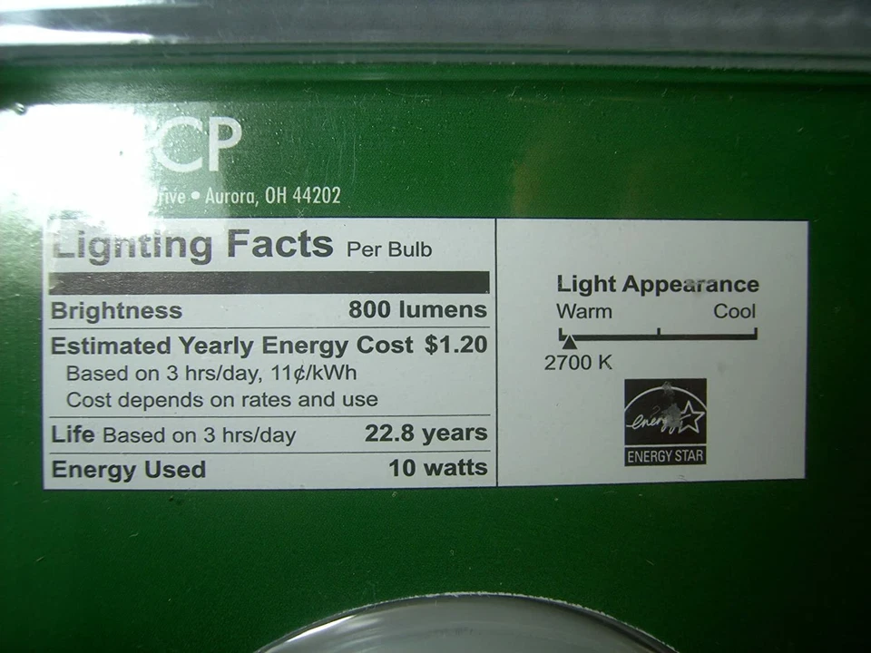 TCP 3 PACK A19 Soft White LED Light Bulb 60W equivalent uses 10w NIP Energy Star - Image 2 of 2