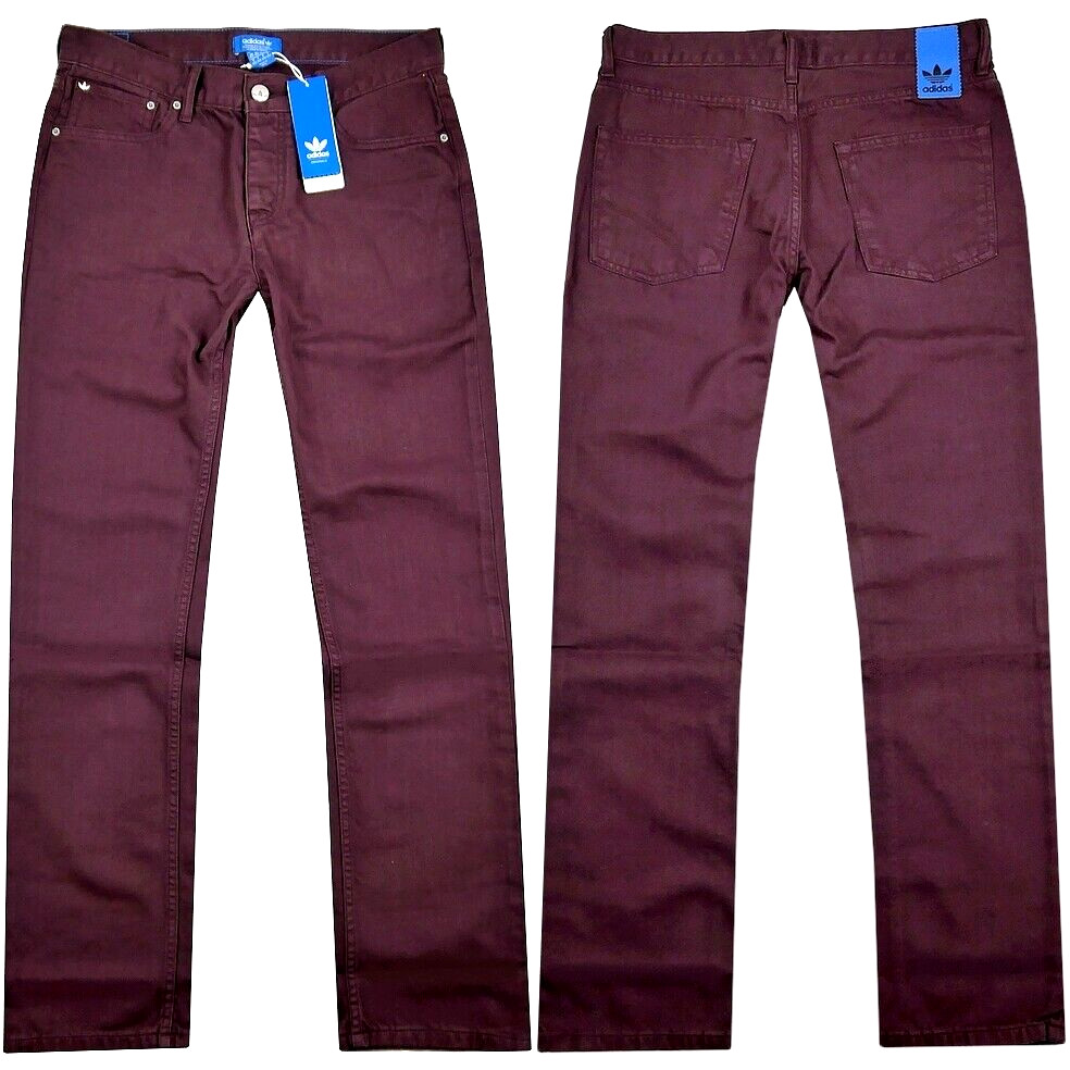 Men Pants Skinny Burgundy Xs S M