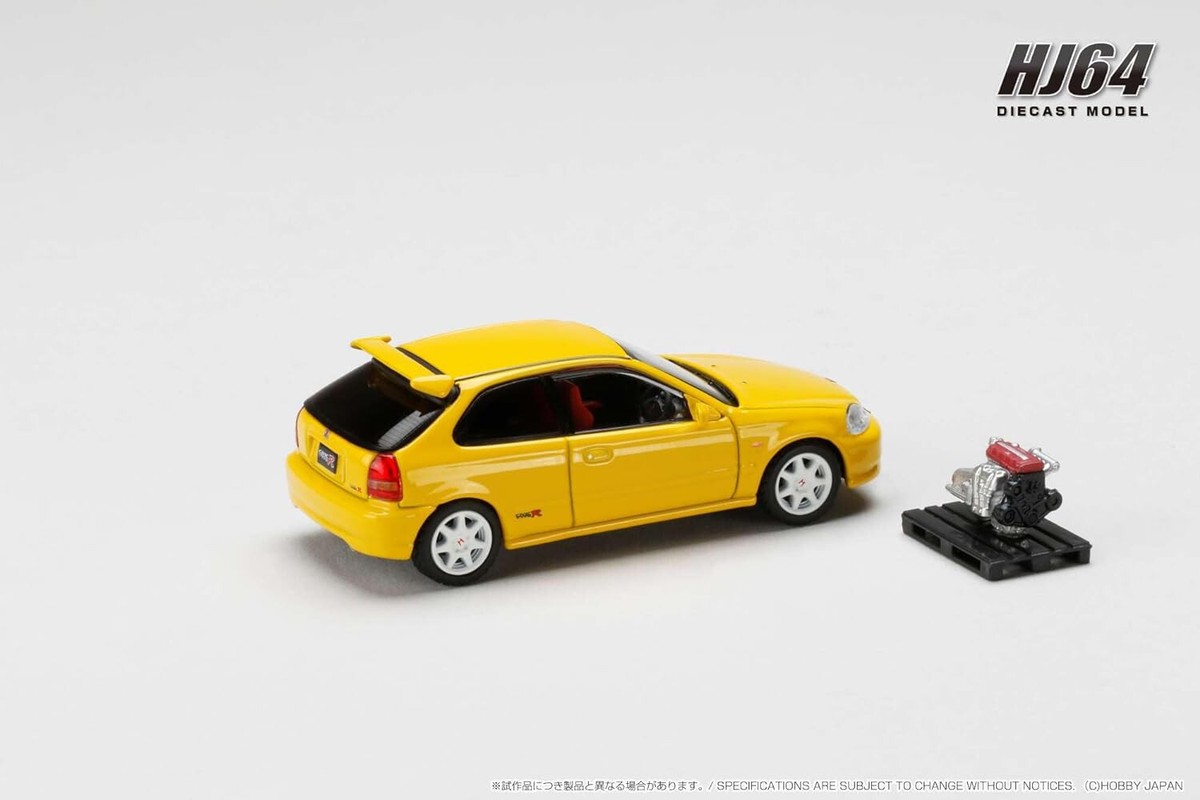 HJ64 1/64 HND CIVIC TYPE R (EK9) 1997 w/Engine Display