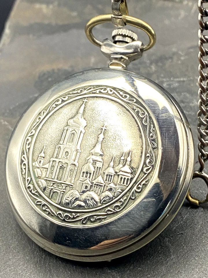 🇺🇦 Reloj de Bolsillo MOLNIJA Esmaltado Esfera Ucrania Premio Presidencial Seguridad Foto 3 de 4