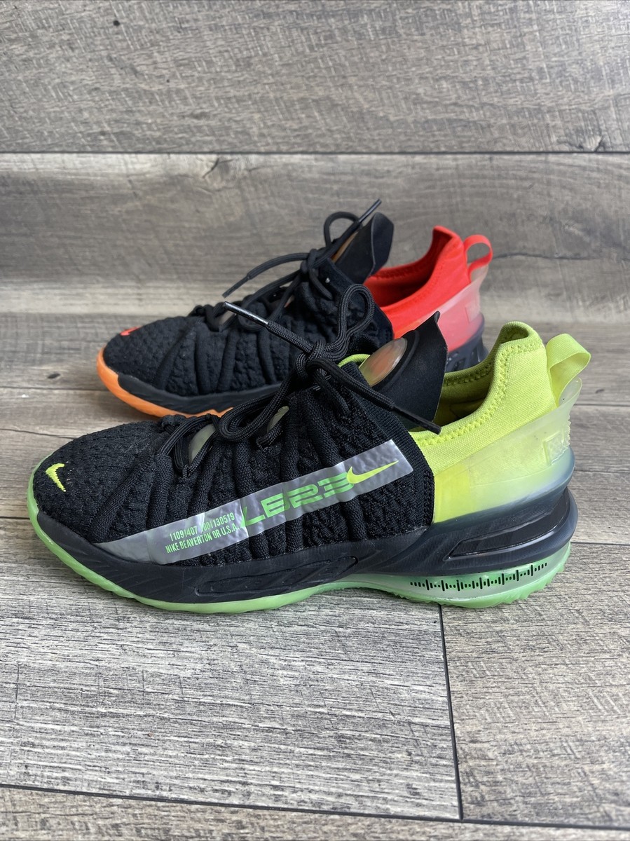 Nike LeBron XVIII 18 GS Black Crimson Volt Shoes CW2760-009