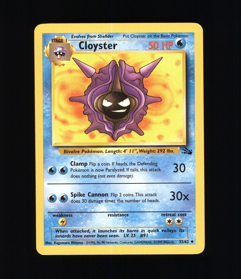 CLOYSTER FOSSIL 32/62 POKEMON NINTENDO TCG