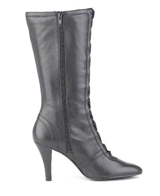 New ALFAN Women Black Leather Knee High Heel Winter Lace Up Boot Shoe Sz 9 M - Image 4 of 4