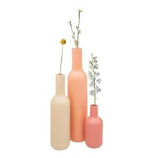 Kusso Pink Bottle Decorative Vases Set of 3 for Single Stem Flowers Home Decor
