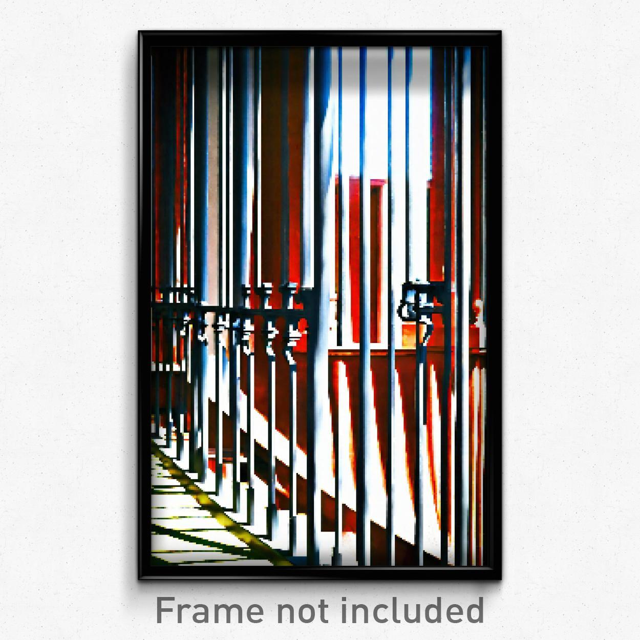 Pixel Art Poster - Webbed Balustrade (8 Bit Psychedelic Trippy Video Game Print)
