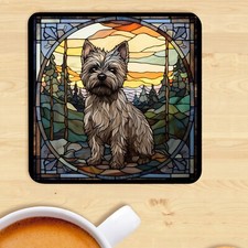 Pet Dog Coaster, Stained Glass Effect Print,  Cairn terrier