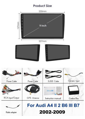 für AUDI A4 S4 RS4 B6 B7 Bluetooth Android Sat Nav GPS Autoradio DAB Wifi DSP 9" - Bild 5 von 21