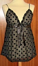 Camisole Babydoll Black With Velvet Spot Detail 8 10 Valentine Gift Idea AX6