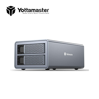 Yottamaster 2 Fach RAID Festplattengehäuse USB3.0 Typ B Gehäuse für 2,5/3,5'' SSD