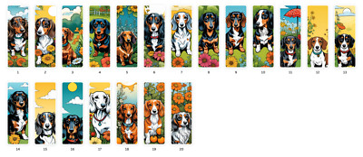20 Printable Bookmarks Digital PDF file Summer Dachshunds Cute Wiener Dog Gift