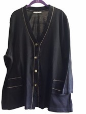 Vintage Eccotoo Black Long Sleeve Cardigan Size 3X Womens Gold Details