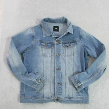 Lee Jacket Womens 10 Blue Denim Button Up Long Sleeve Light