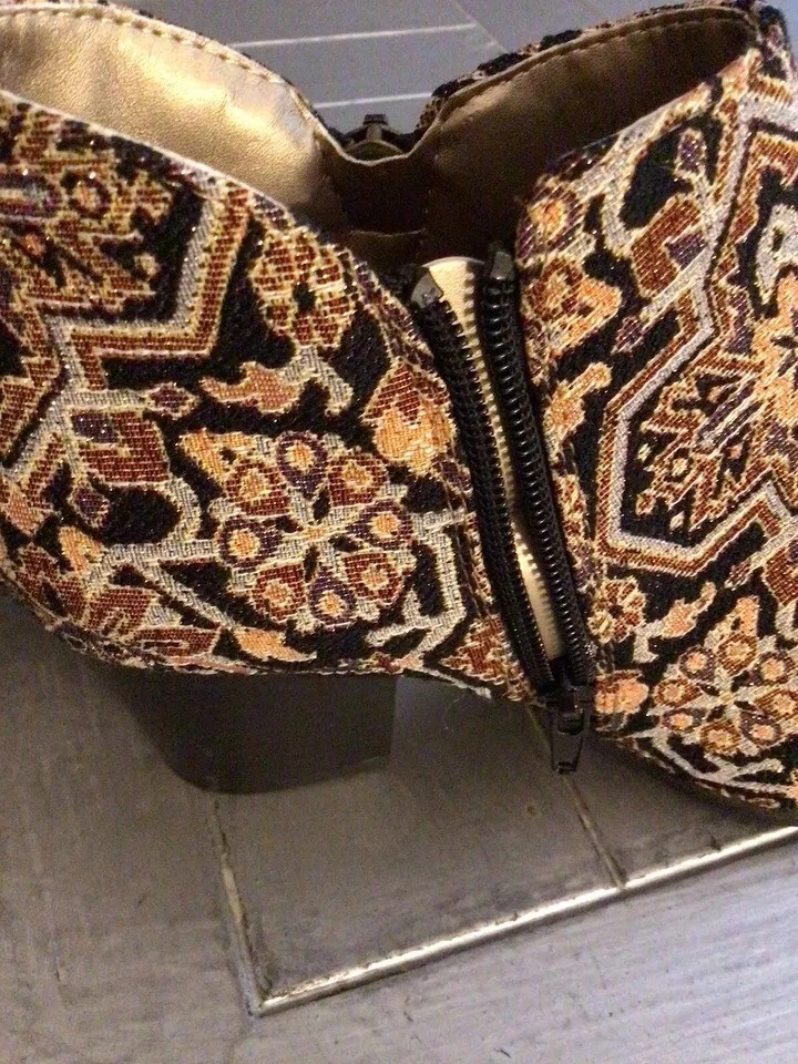 Style & Co. Mujer Masrinaaf Botín Tela Estampado Geométrico Negro Multi 6M Foto 2 de 4