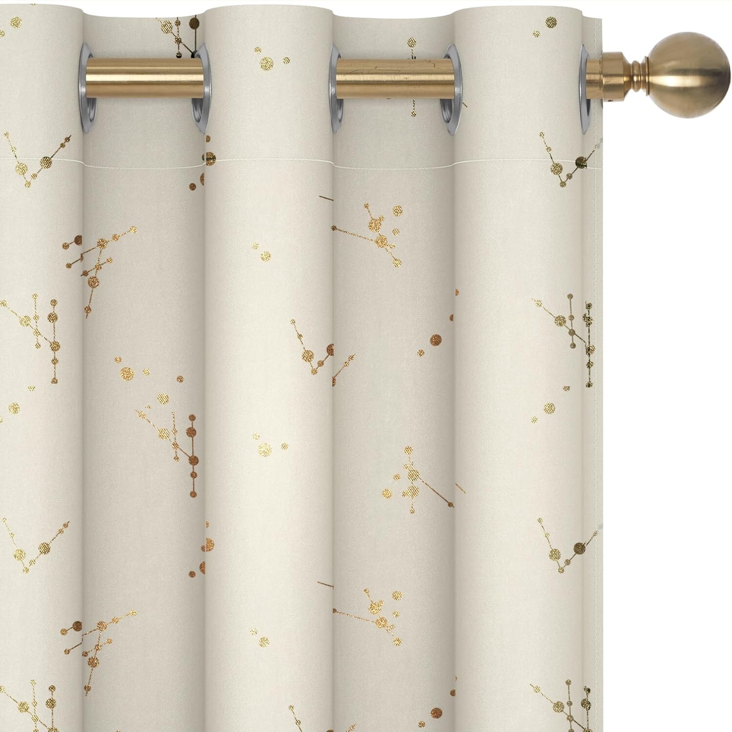 Blackout Grommet Curtains Beige 42x84 Constellation Foil Print