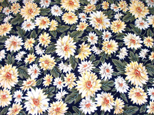 Flowers Daisy Daisies Cotton Fabric 16" by 44" Remnant