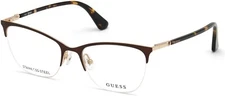 GUESS GU2787 049 Brown Metal Semi Rimless Optical Eyeglasses Frame 54-18-140 RX