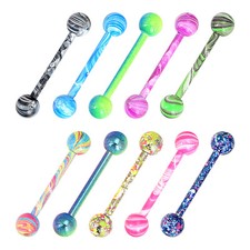 5-16pcs Industrial Barbell Surgical Steel Cartilage Earring Chain Piercing 14G