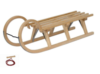 Set Hörnerrodel Tatry2/110 + Leine + Sitzlehne Holzschlitten Schlitten Rodel