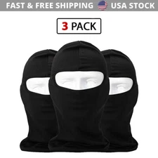 3 Pack Tactical Balaclava Black Full Face Mask Lightweight Motorcycle Warmer Ski