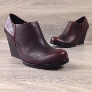 burgundy chunky heel booties