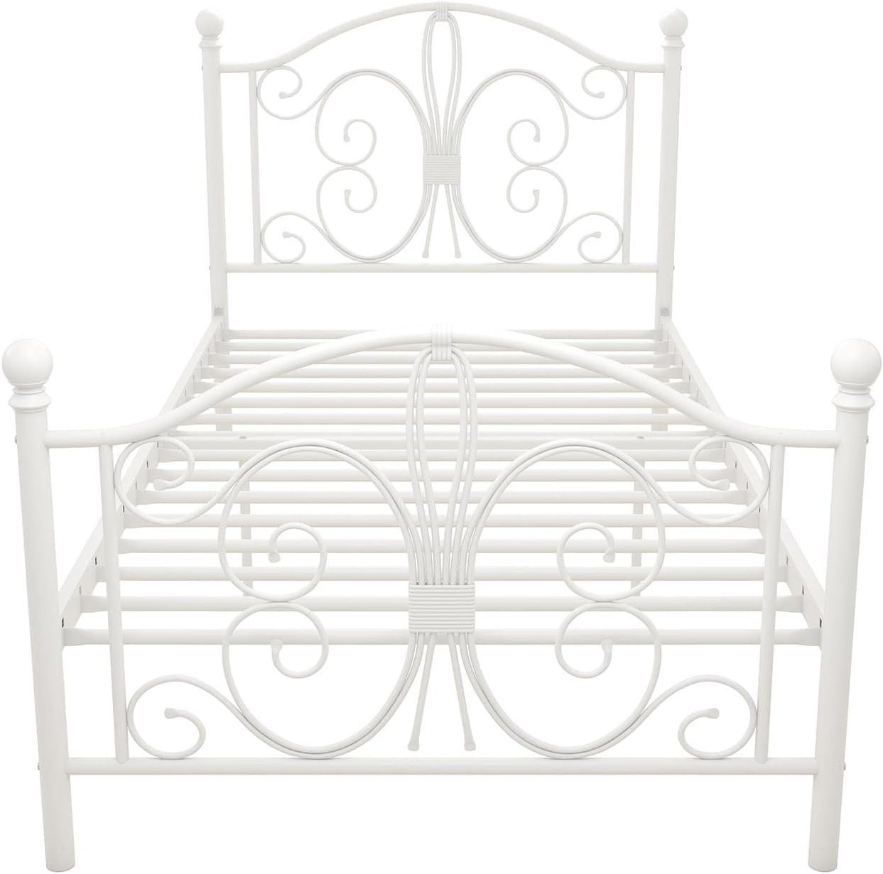 Bombay Metal Platform Bed with Parisian Style Headboard and 