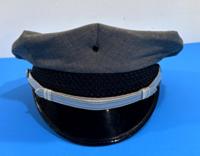 NEW MIDWAY CAP COMPANY 8 POINT HAT WITH SILVER STRAP & 1 FRONT EYELET GREY 6 7/8