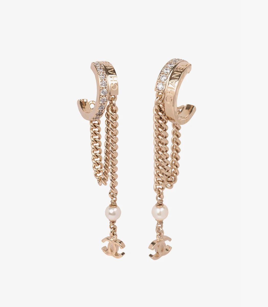chanel crystal hoop earrings