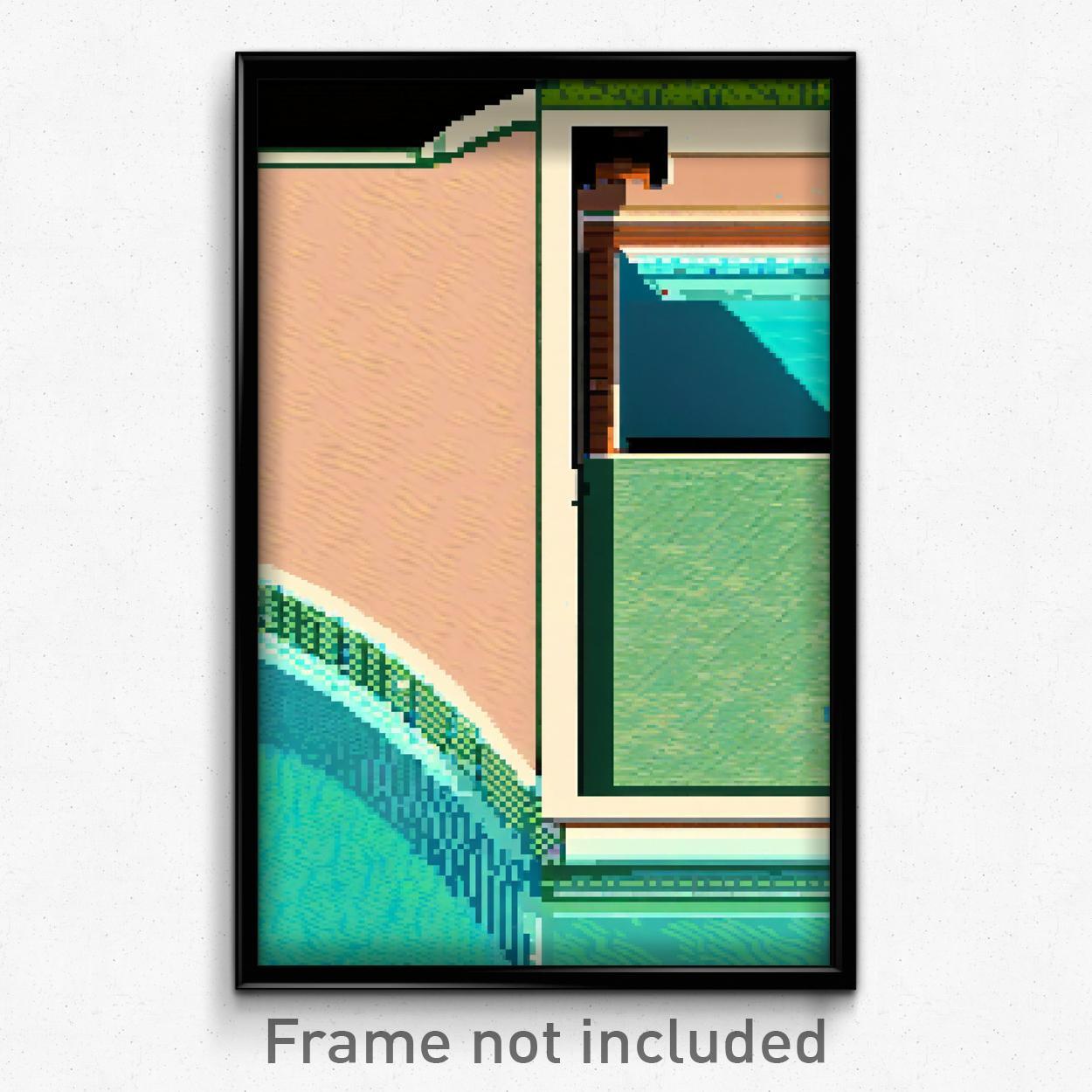 Pixel Art Poster - Tidy Pool (8 Bit Psychedelic Trippy Weird Video Game Print)