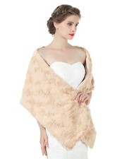 Faux fur Shawl For Women Wedding Bridal Wrap Stole Shrug Warm Winter Cover Up...