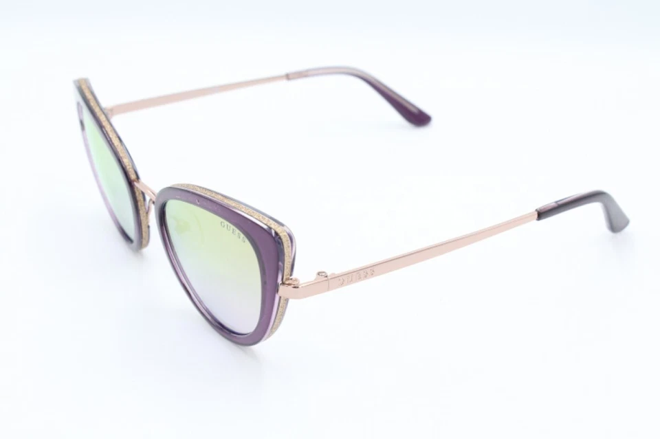 Guess GU7603 83Z 紫色镜面塑料圆形猫眼太阳镜框 52-20-145 — 第 2/3 张图片