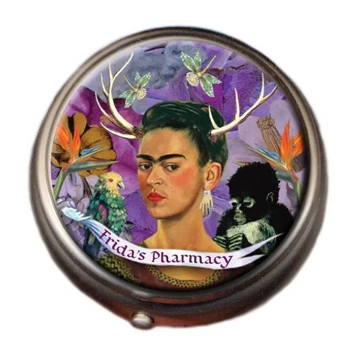 Pastillero Frida Kahlo - Pequeño, Arte Surrealista, 2" Compacto, Regalo Perfecto, Nuevo