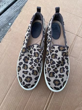 Sofft Womens Somers Beige Brown Leopard Knit Slip-On Flats Shoes 11 Medium 
