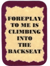 3280 Humorous Refrigerator Magnet Sign Foreplay To Me Is Climbing Into Backseat