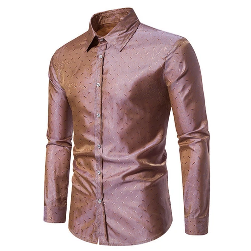 Men's Shirts Long Sleeve New Casual Button Down Dress Shirt Silk Tops - Imagen 9 de 24