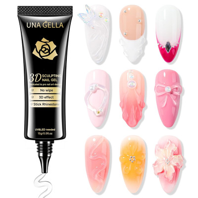 3D Gel Nail Art, Sculpting Gel Nail Glue 15G for Nails Tips, Chrome Nails Powder